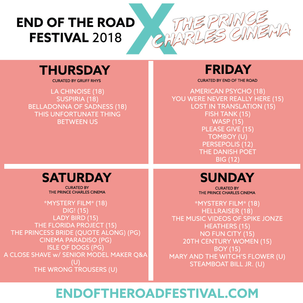 The Cinema Programme for End of The Road 2018